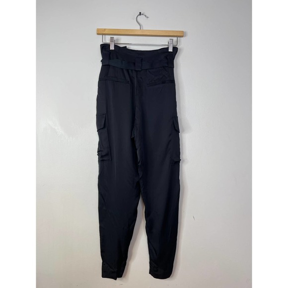 L'Agence Roxy Paperbag Cargo Cropped Pants Women's Black Size: 0 NWT - Picture 7 of 8